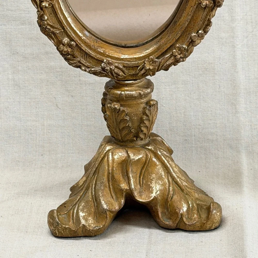 Vintage Gold Oval Table Mirror Ornate Vanity Mirror Romantic Gothic Decor